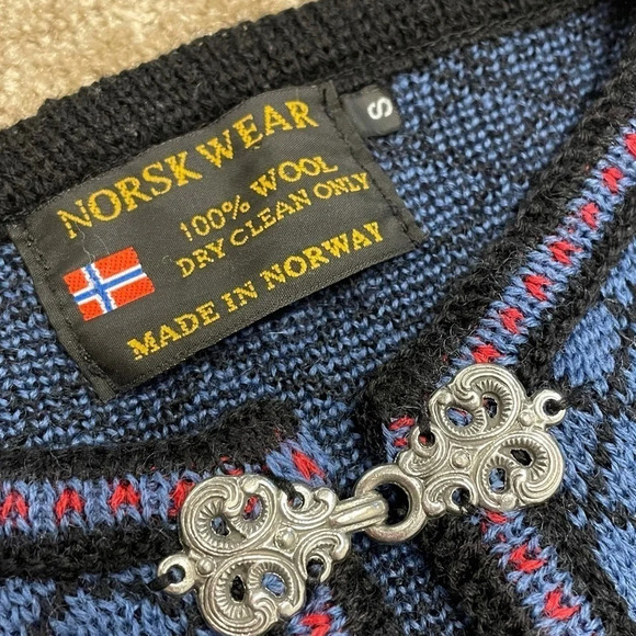Norskwear Icelandic Nordic Fair Aisle 100% Norwegian lambs Wool Sweater Cardigan - Picture 5 of 16